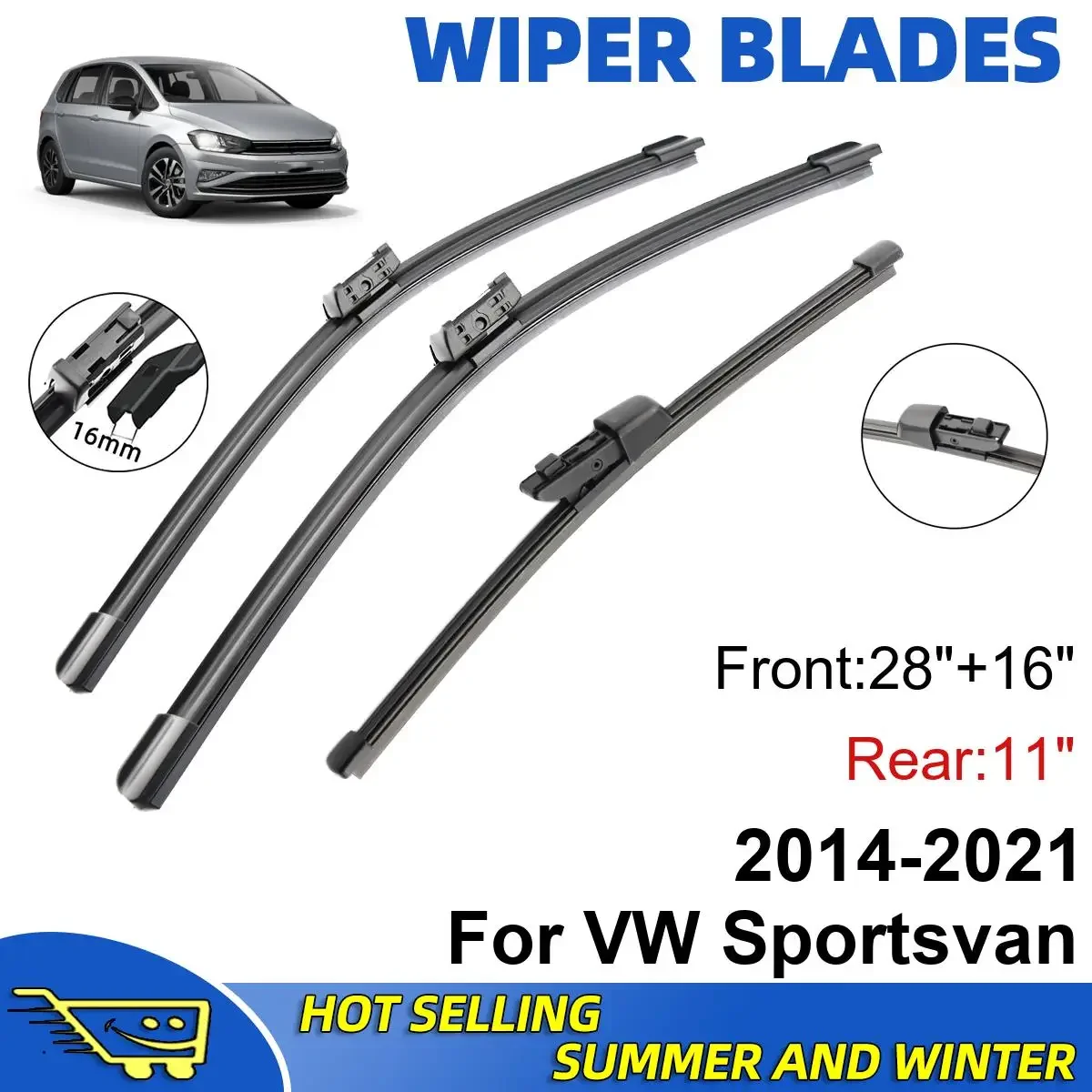 3PCS For VW Sportsvan 2014-2021 28" + 16"+ 11" Front Rear Wiper Blades Windshield Windscreen Window Cutter Accessories
3PCS For VW Sportsvan 2014-2021 28" + 16"+ 11" Front Rear Wiper Blades Windshield Windscreen Window Cutter Accessories