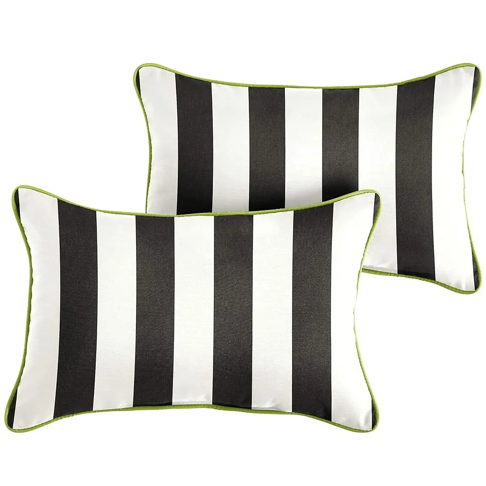 Sorra Home Outdoor Sunbrella Pillow Set, 12 In X 18 In, Bla White Stripe With Aw Green
Sorra Home Outdoor Sunbrella Pillow Set, 12 In X 18 In, Bla White Stripe With Aw Green