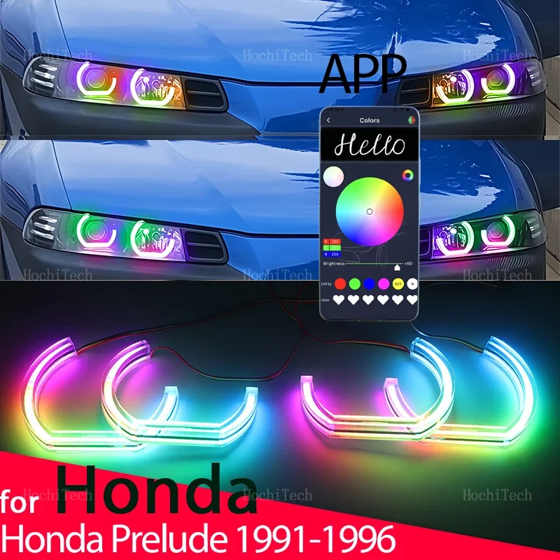 RGB многоцветный светодиодный комплект Angel Eyes, кольцо мигания, управление через приложение, фара с указателем поворота для Honda Prelude 1991-1996 гг.
RGB многоцветный светодиодный комплект Angel Eyes, кольцо мигания, управление через приложение, фара с указателем поворота для Honda Prelude 1991-1996 гг.