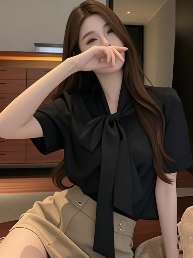 Ele Knot ort Sve Chiffon irt Свободная летняя новая корейская версия Faionable Top Корейская блузка Sle
Ele Knot ort Sve Chiffon irt Свободная летняя новая корейская версия Faionable Top Корейская блузка Sle