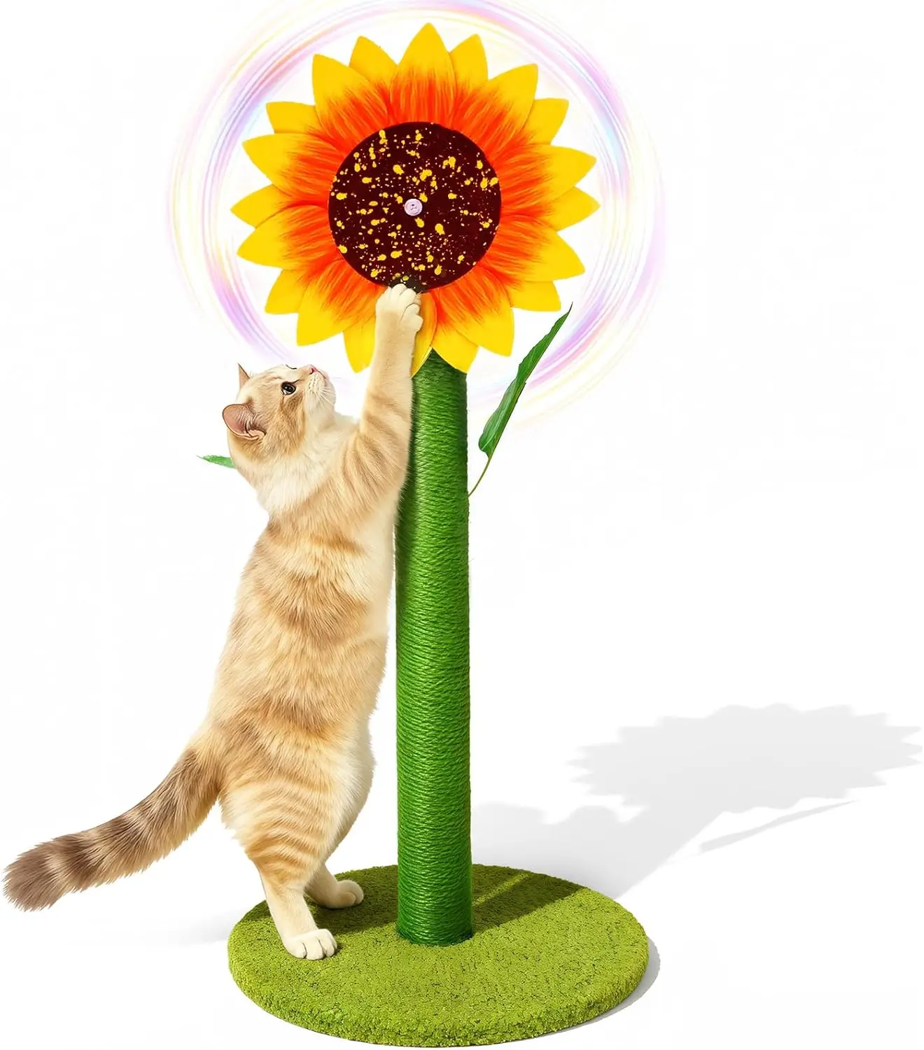 Sunflower Cat Scratching Post & Interactive Toy | 38" Tall Scratcher with Rotating Flower Top for Indoor Cats, from Kitt
Sunflower Cat Scratching Post & Interactive Toy | 38" Tall Scratcher with Rotating Flower Top for Indoor Cats, from Kitt