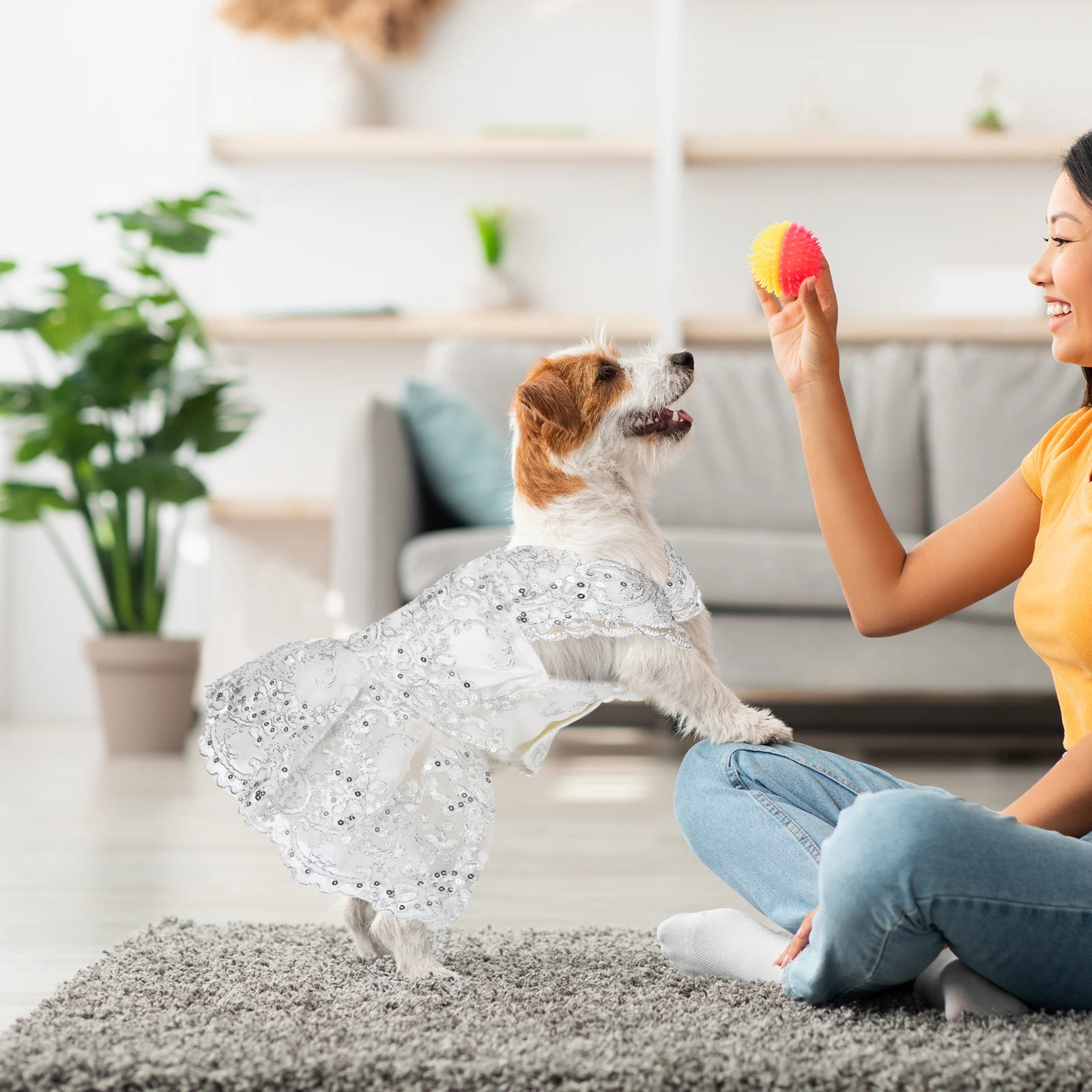 Silver Dog Dress Paillette Lace Skirt Size M Elegant Sleeveless Wedding Pet Clothes Costume Dog Dress Pet Clothes Skirt
Silver Dog Dress Paillette Lace Skirt Size M Elegant Sleeveless Wedding Pet Clothes Costume Dog Dress Pet Clothes Skirt