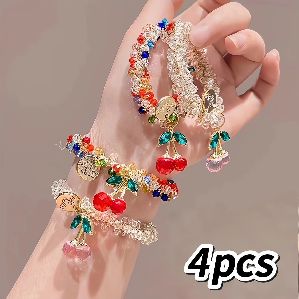 4 sets of transparent colored crystal hair rings that can be used as bracelets and rubber bands as gifts for girlfriends/mothers
4 sets of transparent colored crystal hair rings that can be used as bracelets and rubber bands as gifts for girlfriends/mothers