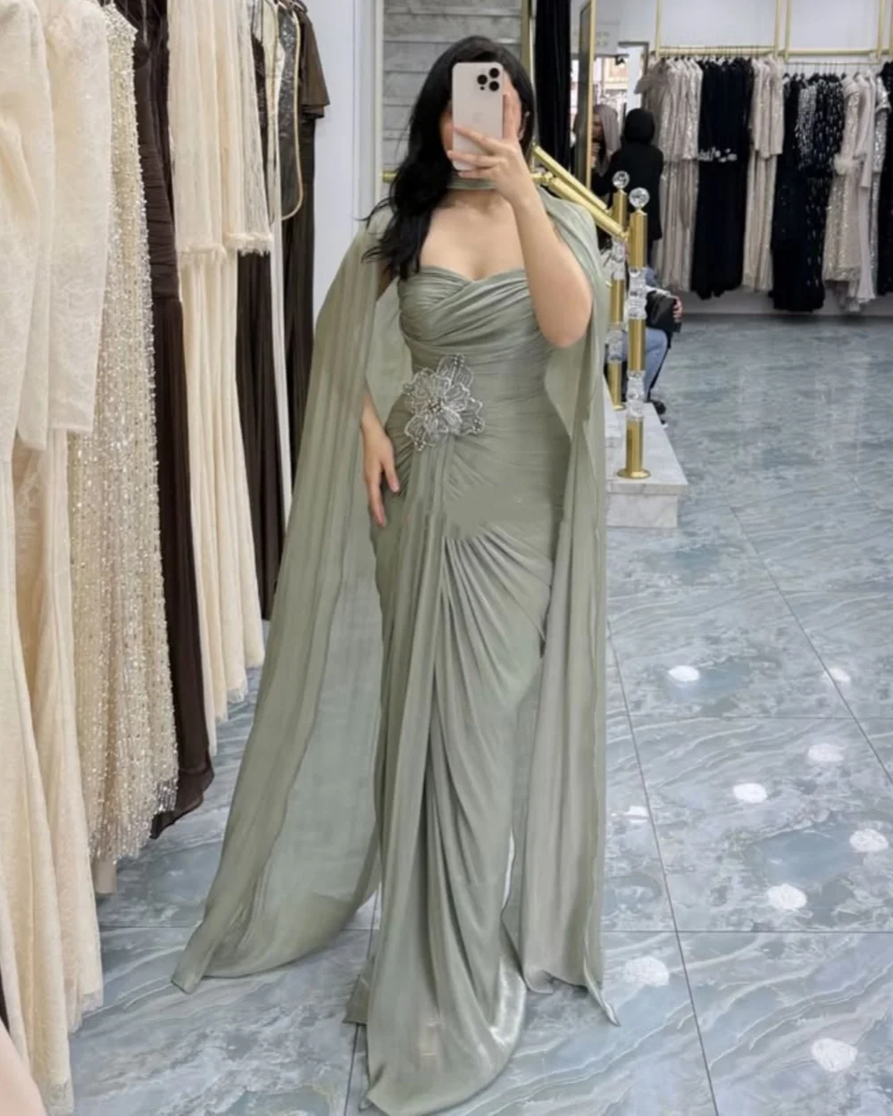 Customized Formal Women Chiffon Handmade Flower Ruched Sheath Evening Dress Elegant Strapless Sleeveless Floor Lenght Party Gown
Customized Formal Women Chiffon Handmade Flower Ruched Sheath Evening Dress Elegant Strapless Sleeveless Floor Lenght Party Gown