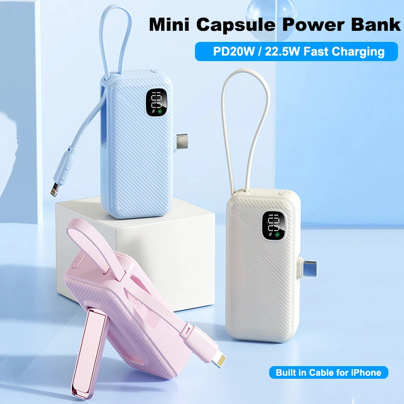 Capsule Mini Power Bank 5000mAh Portable Charger External Battery PD 22.5W Fast Charging For iPhone 17 16 Xiaomi Samsung Huawei
Capsule Mini Power Bank 5000mAh Portable Charger External Battery PD 22.5W Fast Charging For iPhone 17 16 Xiaomi Samsung Huawei