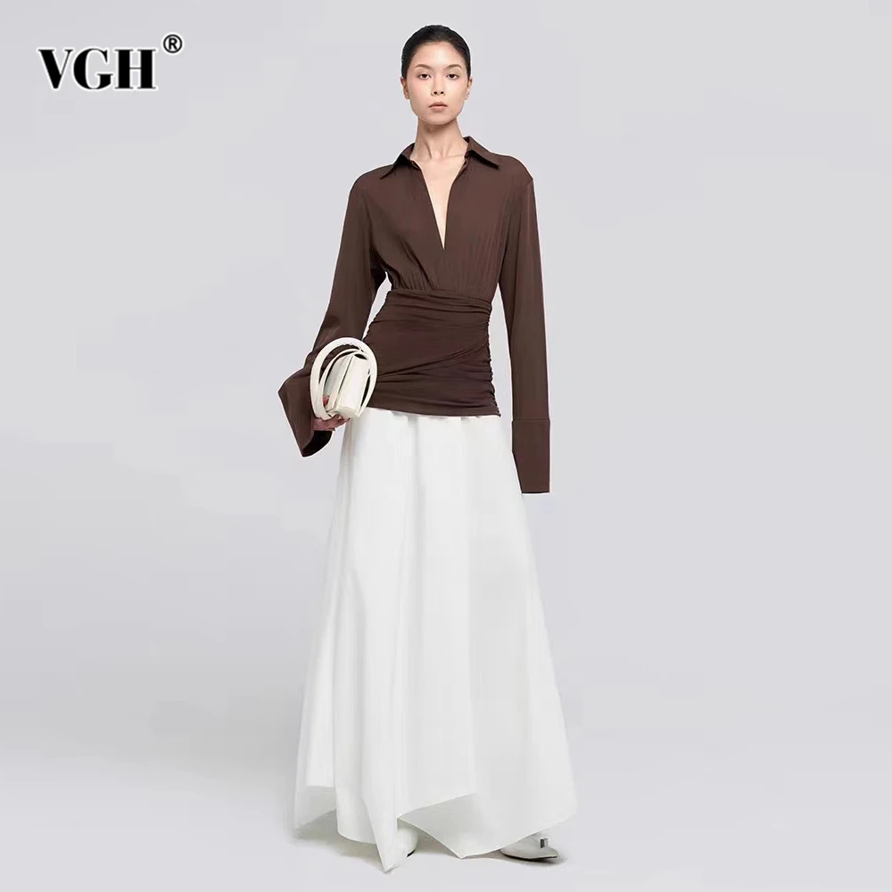VGH Hit Color Slimming Temperament Dresses For Women Deep V Neck Long Sleeve High Waist Irregular Hem Deisigner Dress Female New
VGH Hit Color Slimming Temperament Dresses For Women Deep V Neck Long Sleeve High Waist Irregular Hem Deisigner Dress Female New