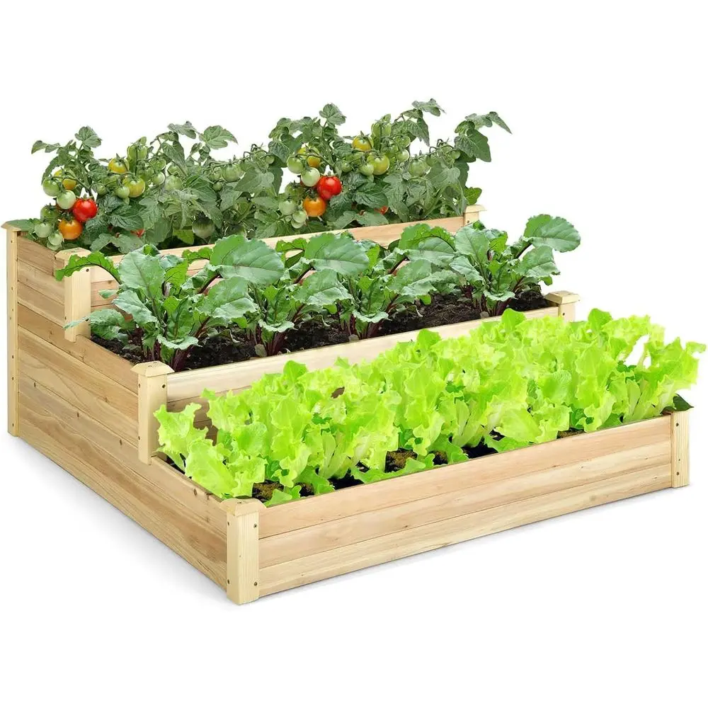 3-Tier Wooden Planter Box for Vegetables, Herbs, and Fruits - 48x48x22 Inches Outdoor Elevated Garden Bed Kit
3-Tier Wooden Planter Box for Vegetables, Herbs, and Fruits - 48x48x22 Inches Outdoor Elevated Garden Bed Kit