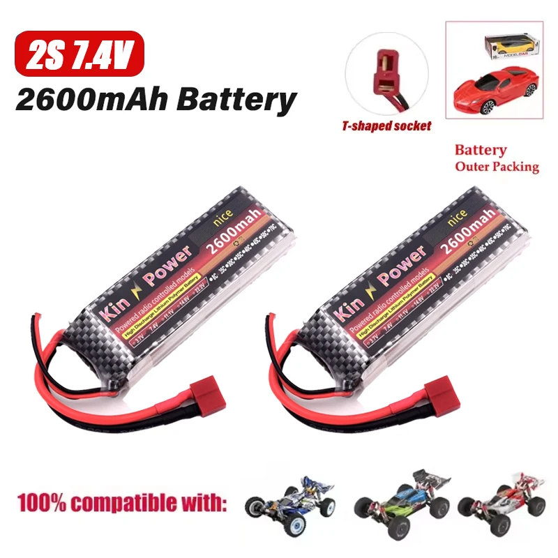 7.4V 2600mAh Rechargeable Lipo Battery T Plug for Wltoys 124019 104009 144001 10428 RC Car High Capacity Backup Spare Parts
7.4V 2600mAh Rechargeable Lipo Battery T Plug for Wltoys 124019 104009 144001 10428 RC Car High Capacity Backup Spare Parts