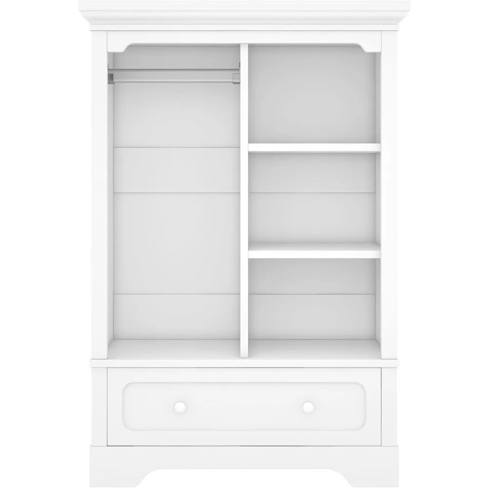 Open Children's Wardrobe with Hanging Rod, Open Shelves, Large Drawer, Low Design for Easy Access - Kids Closet Organizer 
Open Children's Wardrobe with Hanging Rod, Open Shelves, Large Drawer, Low Design for Easy Access - Kids Closet Organizer