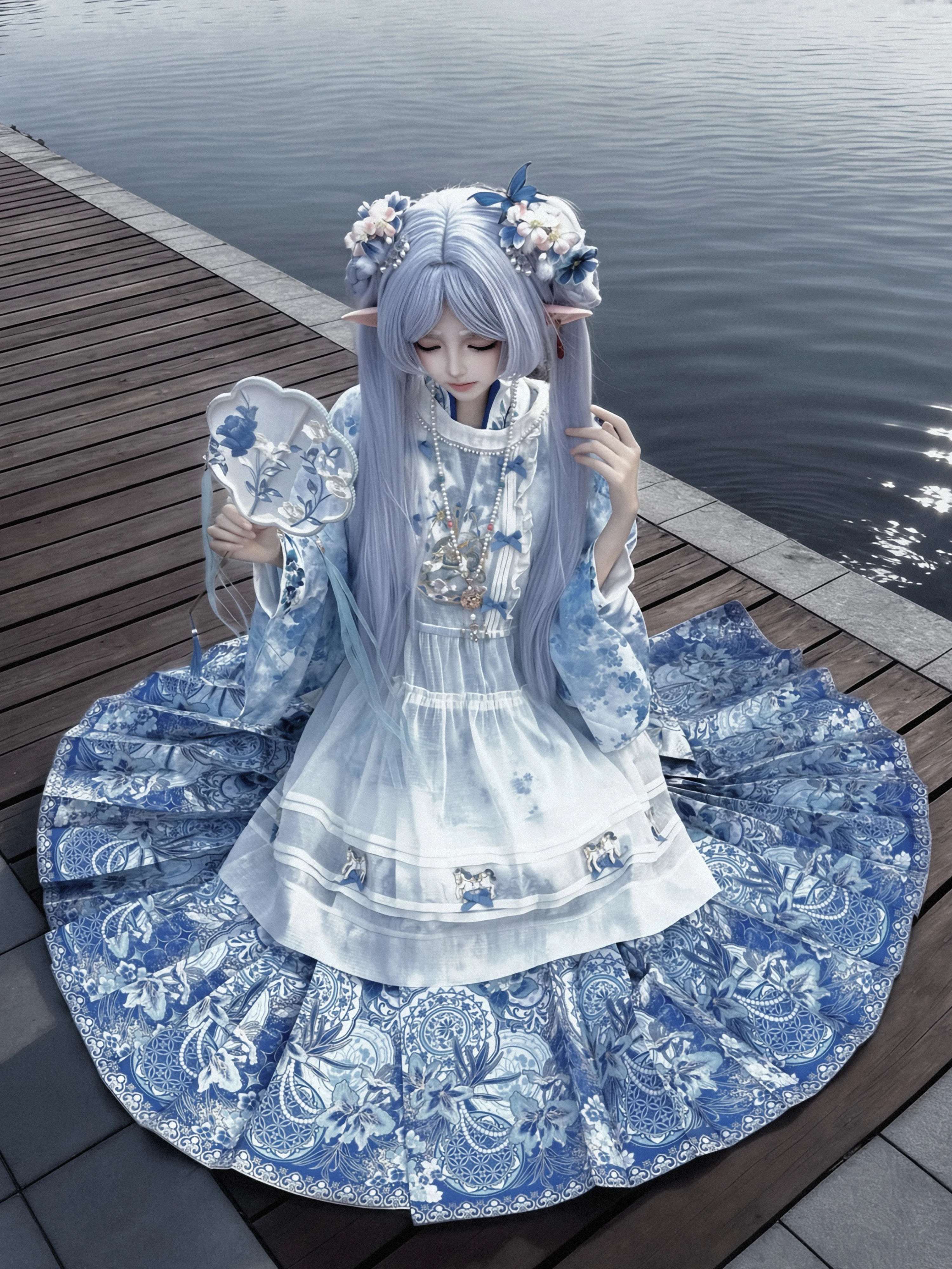Blue Porcelain Floral Embroidery Hanfu Set with High Waist Face Skirt And Pipa Sleeve Traditional Chinese Culture Style...
Blue Porcelain Floral Embroidery Hanfu Set with High Waist Face Skirt And Pipa Sleeve Traditional Chinese Culture Style...