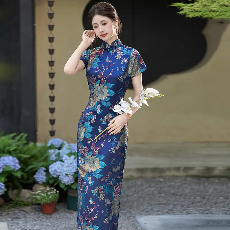 Blue New Chinese Style Suzhou Long Cheongsam Improved Young Style Women's High-end Summer Qipao Dress
Blue New Chinese Style Suzhou Long Cheongsam Improved Young Style Women's High-end Summer Qipao Dress