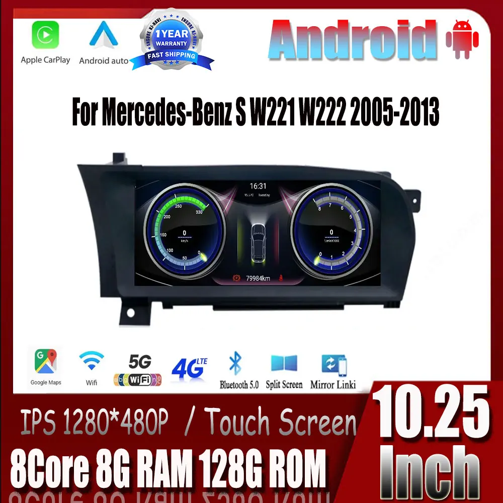 Автомобильные мониторы 10,25 дюйма для Benz S W221 W222 2005-2013, мультимедийный плеер Android 14 Carplay, стерео, Автомобильная GPS-навигация 4G Lte
Автомобильные мониторы 10,25 дюйма для Benz S W221 W222 2005-2013, мультимедийный плеер Android 14 Carplay, стерео, Автомобильная GPS-навигация 4G Lte