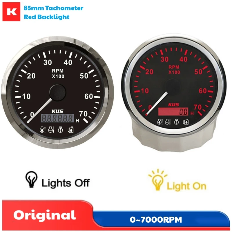 KUS 85mm 0-7000RPM Tachometers Rev Counters Pulse Signal with Fuel Level Alarm Oil Pressure Water Temp & Engine Alarm Function
KUS 85mm 0-7000RPM Tachometers Rev Counters Pulse Signal with Fuel Level Alarm Oil Pressure Water Temp & Engine Alarm Function
