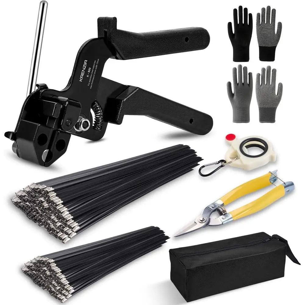 Heavy-Duty UV-Resistant Black Metal Zip Ties Kit - 300pcs (150 of 8 & 12) with Adjustable Tensioning and Cutting Tool for Outdoo
Heavy-Duty UV-Resistant Black Metal Zip Ties Kit - 300pcs (150 of 8 & 12) with Adjustable Tensioning and Cutting Tool for Outdoo