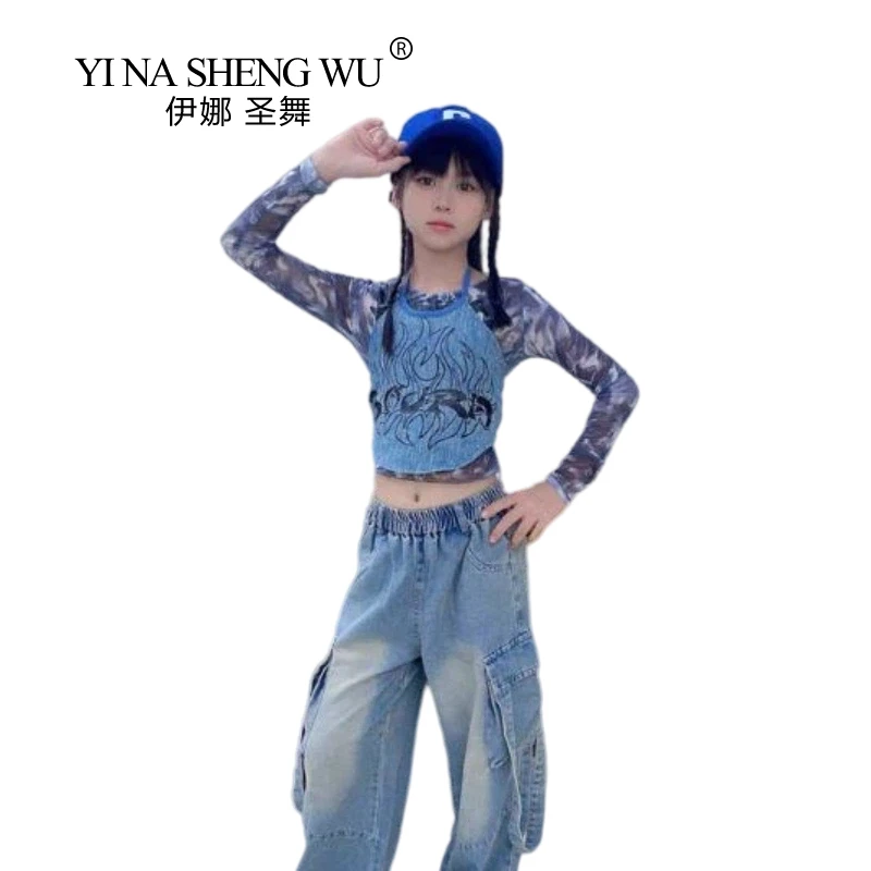 Kids Girls Hip Hop Dance Costume Denim Crop Top Multi Pocket Cargo Denim Pants Kpop Idol Jazz Show Street Fashion Outfit
Kids Girls Hip Hop Dance Costume Denim Crop Top Multi Pocket Cargo Denim Pants Kpop Idol Jazz Show Street Fashion Outfit