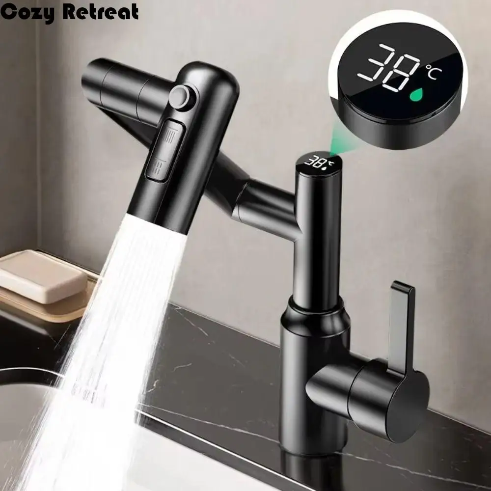 Stainless Steel Universal Rotation Faucet Temperature Display 3 Water Modes Digital Display Faucet Ceramic Disc Valve Core
Stainless Steel Universal Rotation Faucet Temperature Display 3 Water Modes Digital Display Faucet Ceramic Disc Valve Core