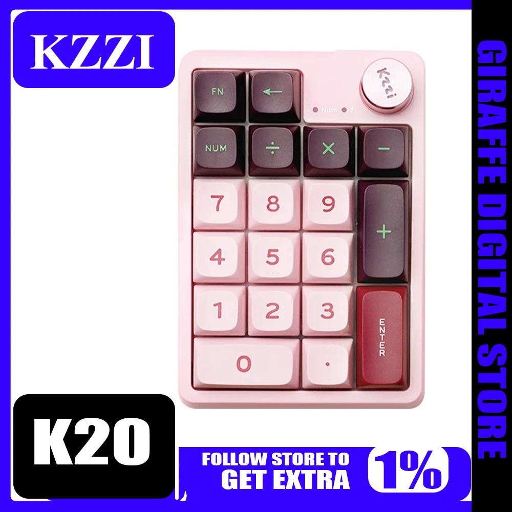 Kzzi K20 Three-mode Wireless Mechanical Keyboard Mini Button Custom Multifunction Knob Dynamic RGB Ergonomic Digital Keyboard
Kzzi K20 Three-mode Wireless Mechanical Keyboard Mini Button Custom Multifunction Knob Dynamic RGB Ergonomic Digital Keyboard