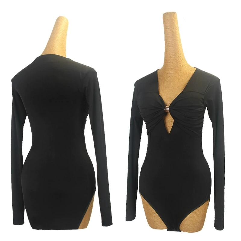 Latin dance training tops for autumn and winter adult black slimming long sleeved jumpsuit for girls tango samba practice top
Latin dance training tops for autumn and winter adult black slimming long sleeved jumpsuit for girls tango samba practice top