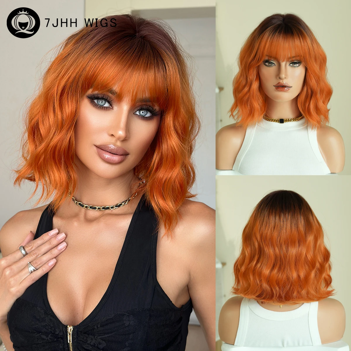 7JHH WIGS Short Water Wave Orange Bob Wig for Women Synthetic Layered Modest Fashion Wear and Go Ginger Wigs with Dark Roots
7JHH WIGS Short Water Wave Orange Bob Wig for Women Synthetic Layered Modest Fashion Wear and Go Ginger Wigs with Dark Roots