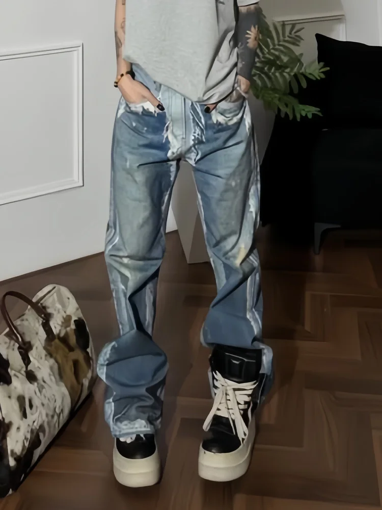 American Style High Street 3D Illusion Printed Jeans Women Summer Design Loose All Match Floor-Length Pants Casual Wear
American Style High Street 3D Illusion Printed Jeans Women Summer Design Loose All Match Floor-Length Pants Casual Wear