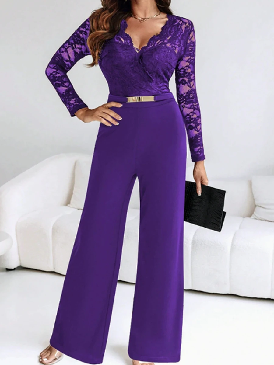 Women's V-Neck Lace Romper Casual Long Sleeve Jumpsuit with Zipper Back for Daily Work Wear
Women's V-Neck Lace Romper Casual Long Sleeve Jumpsuit with Zipper Back for Daily Work Wear