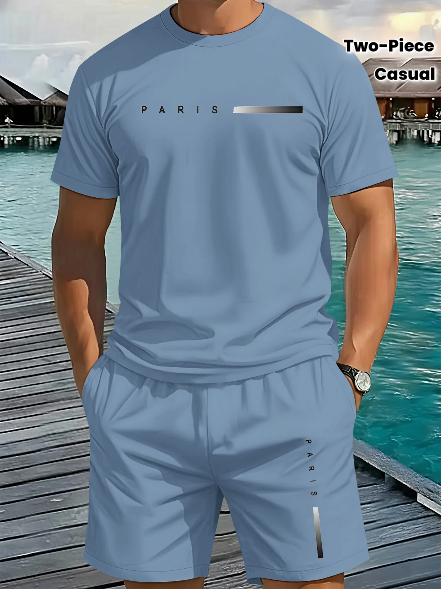 Men's two-piece sportswear set with solid-color short-sleeved T-shirt and shorts, a casual sportswear set for summe
Men's two-piece sportswear set with solid-color short-sleeved T-shirt and shorts, a casual sportswear set for summe