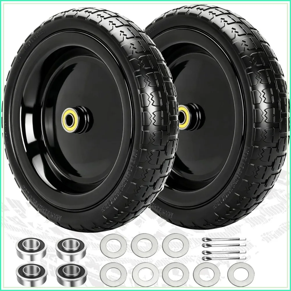 13" No Flat Wheels for Garden Cart, 4.00-6 Solid Tires with 5/8" Bearings, Replacement for Hand Trucks
13" No Flat Wheels for Garden Cart, 4.00-6 Solid Tires with 5/8" Bearings, Replacement for Hand Trucks