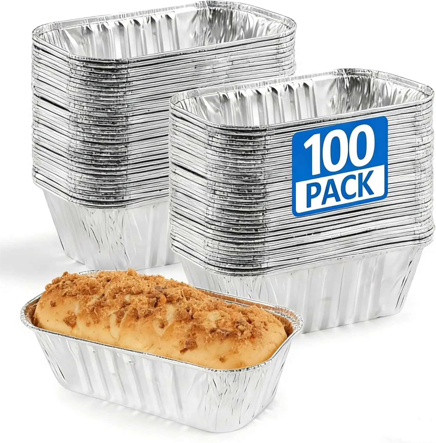 100 Pack Mini Aluminum Foil Loaf Pans 6x3.5x2 Inches Disposable Small Bread Tins for Baking Meatloaf Cake and Takeout
100 Pack Mini Aluminum Foil Loaf Pans 6x3.5x2 Inches Disposable Small Bread Tins for Baking Meatloaf Cake and Takeout