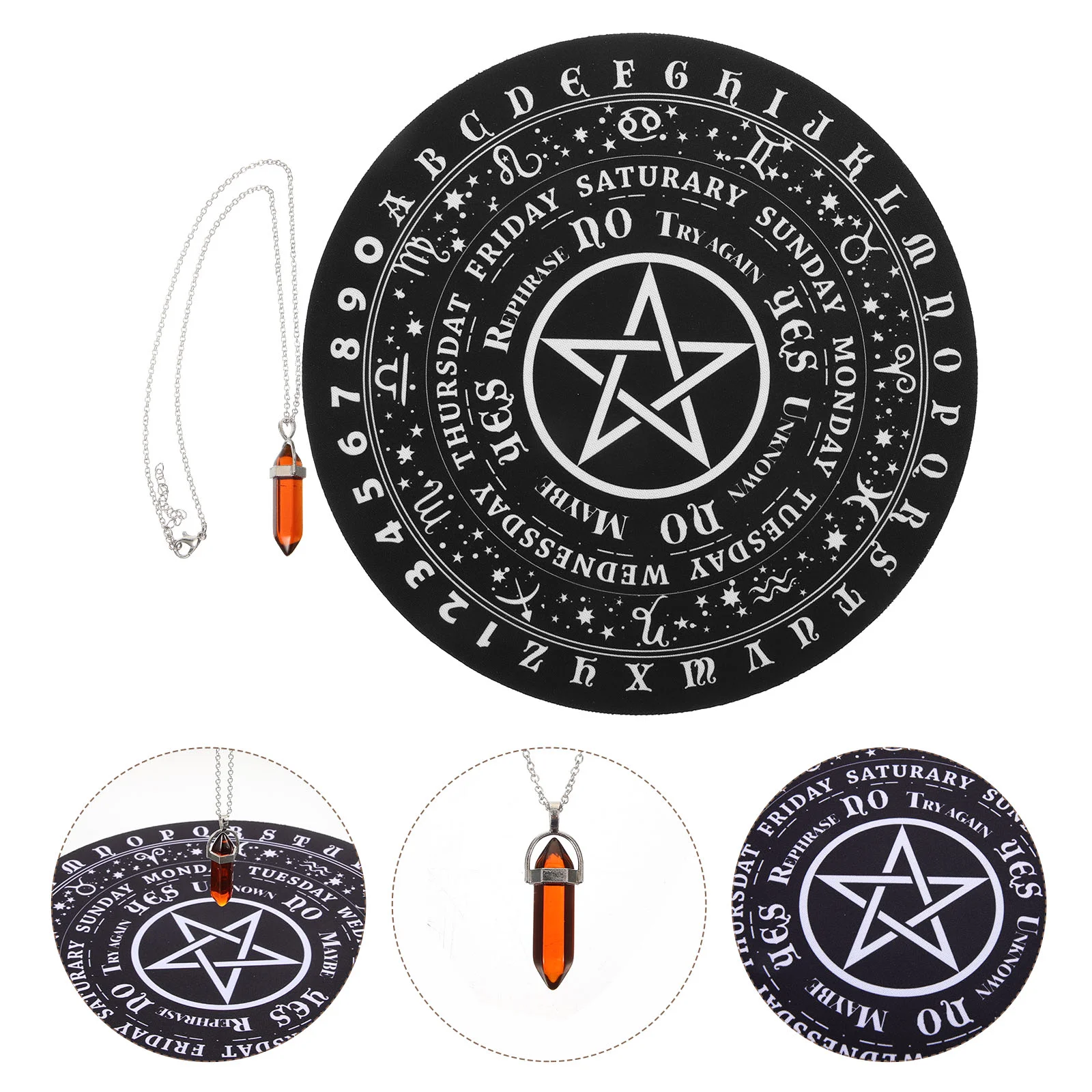 Pentagram Rubber Mat for Divination Pendulum Board Crafted Material Portable Decorative Table Centerpiece Mouse Pad
Pentagram Rubber Mat for Divination Pendulum Board Crafted Material Portable Decorative Table Centerpiece Mouse Pad