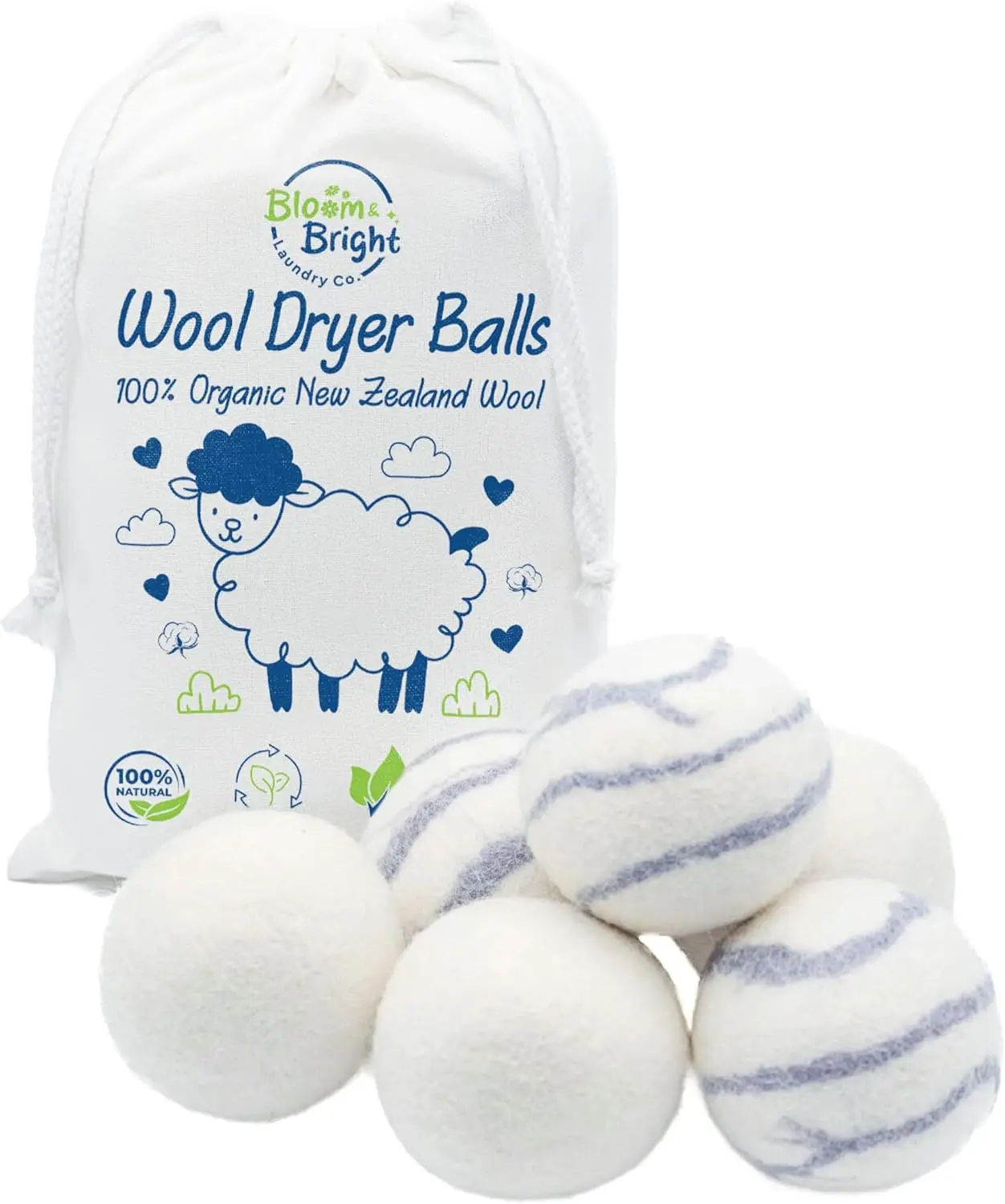 Wool Dryer Balls Laundry Reusable Set of 6 XL - 100% New Zealand Wool - Natural Fabric Softener for Static-Free Clothes
Wool Dryer Balls Laundry Reusable Set of 6 XL - 100% New Zealand Wool - Natural Fabric Softener for Static-Free Clothes