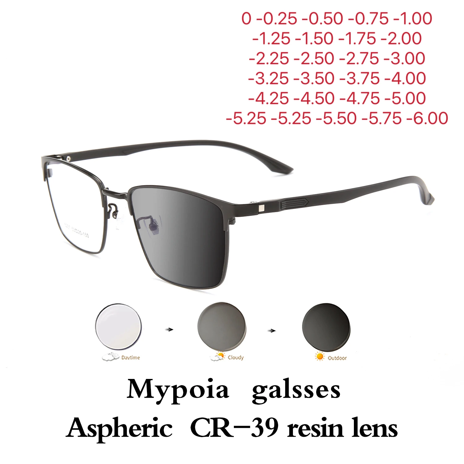 Photochromic Eye Glasses Men Women Myopia Eyeglasses Students Short Sight Eyewear 0 -0.5 -1 -1.25 -1.5 -1.75 To -6
Photochromic Eye Glasses Men Women Myopia Eyeglasses Students Short Sight Eyewear 0 -0.5 -1 -1.25 -1.5 -1.75 To -6