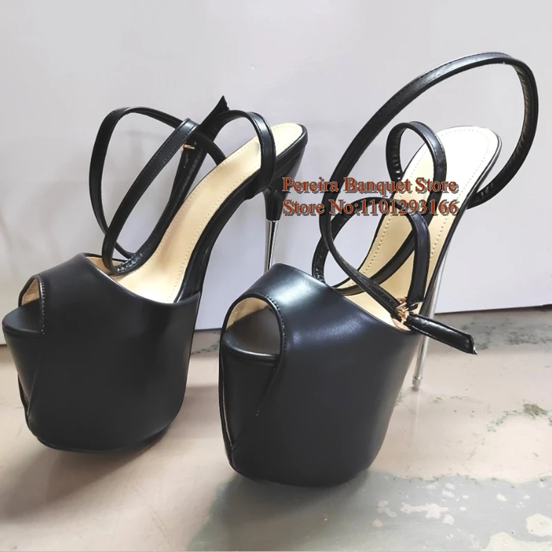 Sky High Heels Platform Shoes Black Matte Leather Ankle Strap Peep Toe Metal Stiletto Heels Female Evening Club Dance Shoes
Sky High Heels Platform Shoes Black Matte Leather Ankle Strap Peep Toe Metal Stiletto Heels Female Evening Club Dance Shoes