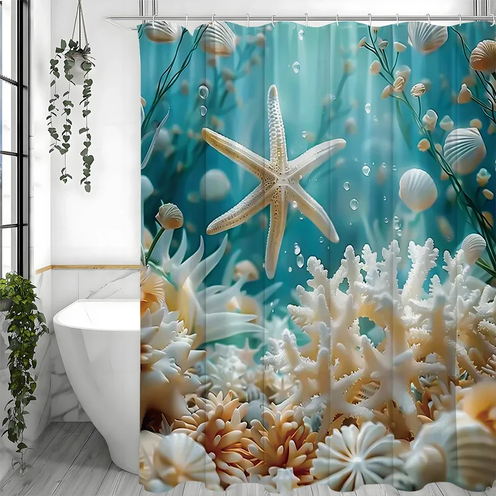 Beach Shower Curtain Starfish Seashells Coral Ocean Waves Ripples Cool Tropical Summer Hawaiian Seascape Fabric Bathroom Decorat
Beach Shower Curtain Starfish Seashells Coral Ocean Waves Ripples Cool Tropical Summer Hawaiian Seascape Fabric Bathroom Decorat