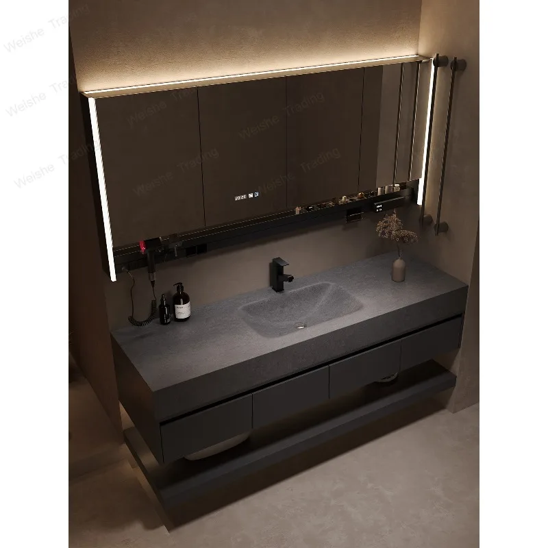 Modern simple bathroom cabinet combination light luxury bathroom washstand
Modern simple bathroom cabinet combination light luxury bathroom washstand