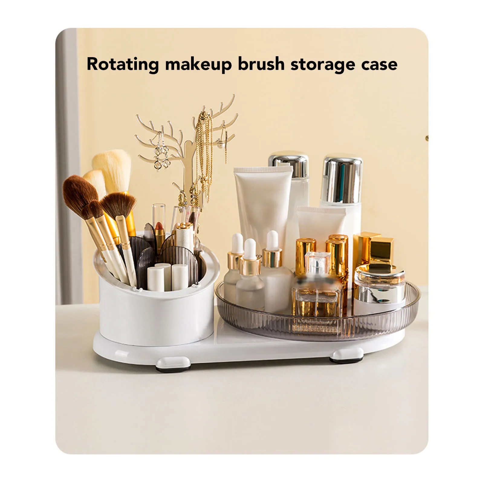 1pc Makeup Organizer 360 Degree Rotating Makeup Brush Jewelry Display Stand Desktop Storage Tray For Cosmetics Skincare
1pc Makeup Organizer 360 Degree Rotating Makeup Brush Jewelry Display Stand Desktop Storage Tray For Cosmetics Skincare
