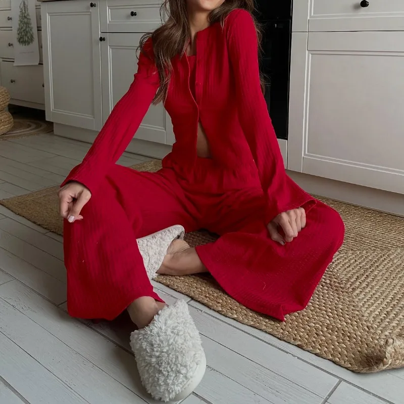 2026 Новый европейско-американский осенне-зимний рождественский вафельный комплект из трех предметов для отдыха, топ с длинными рукавами, брюки с круглым вырезом, размер L
2026 Новый европейско-американский осенне-зимний рождественский вафельный комплект из трех предметов для отдыха, топ с длинными рукавами, брюки с круглым вырезом, размер L