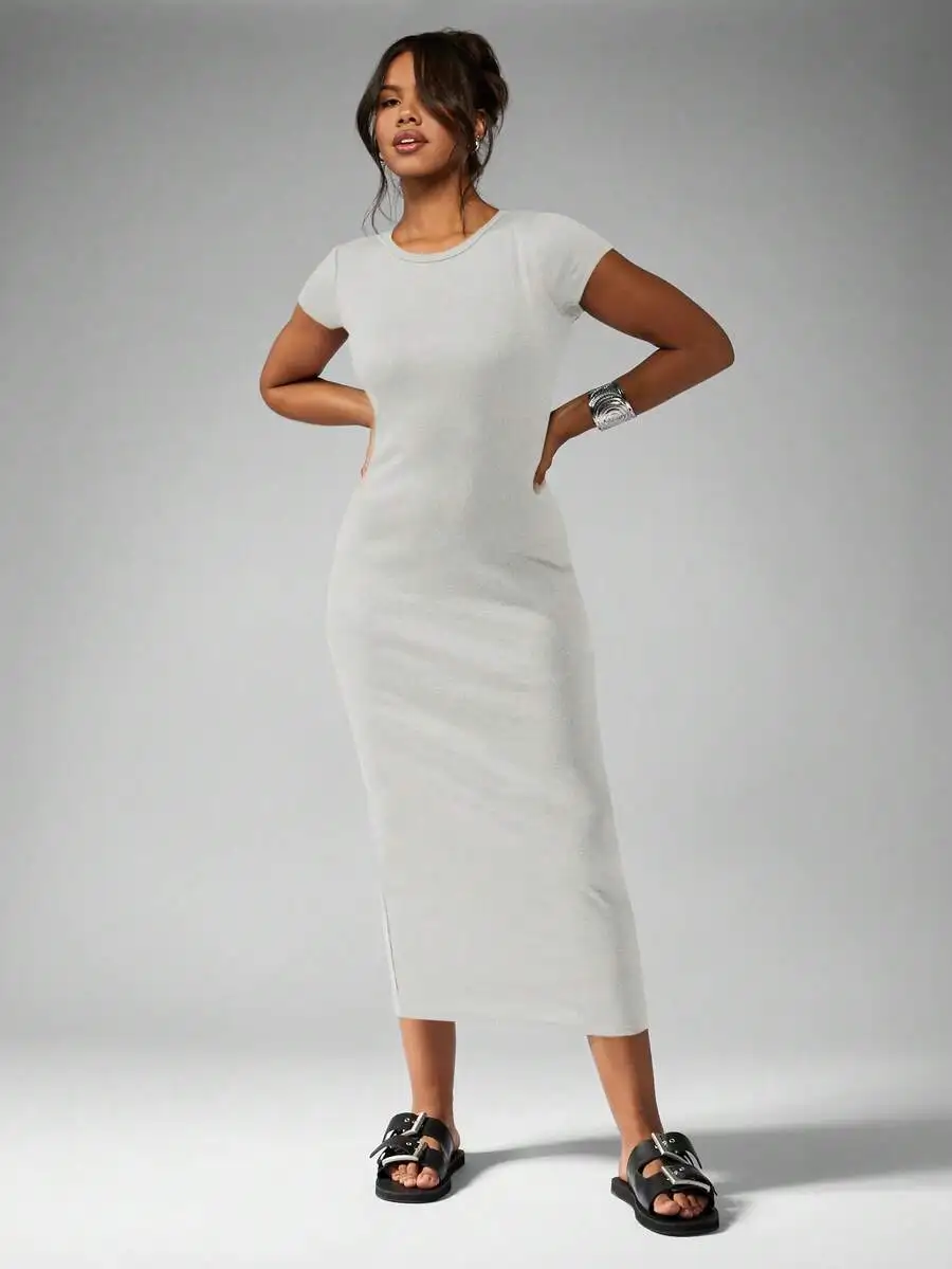 Ribbed Jersey Bodycon Midi T-Shirt Dress Fitted Stretch Minimalist Chic Lightweight Casual
Ribbed Jersey Bodycon Midi T-Shirt Dress Fitted Stretch Minimalist Chic Lightweight Casual
