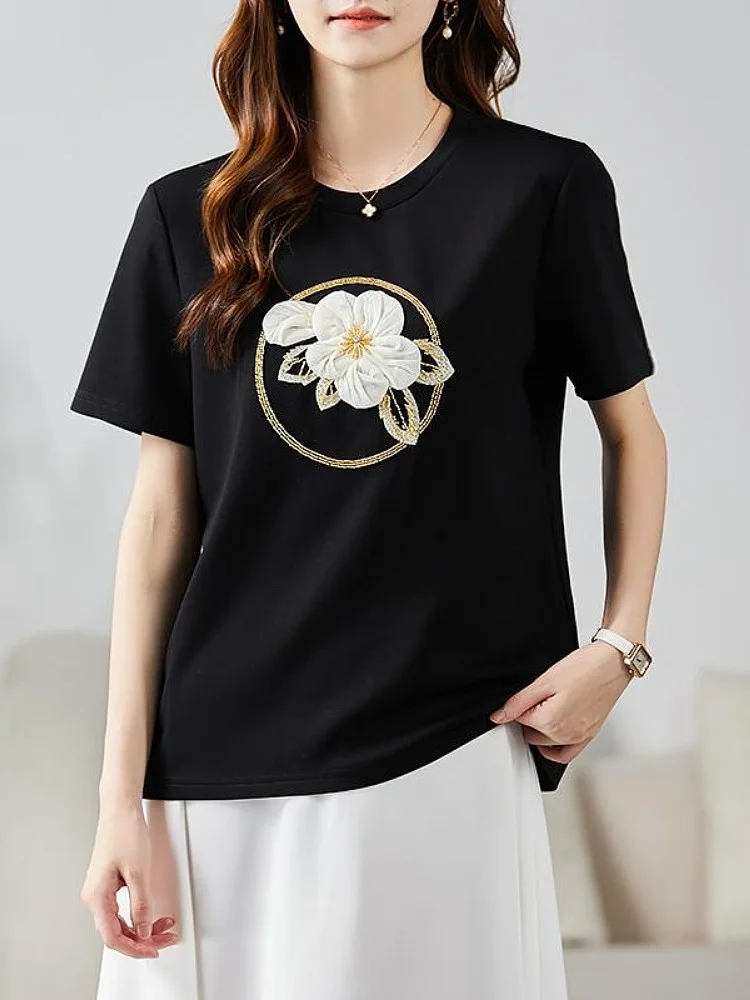 New 2024 Hand Embroidered ort Sve T-irt Women's Cool oulder Loose Ladies Top Korean Sle Commute Faion plus Size
New 2024 Hand Embroidered ort Sve T-irt Women's Cool oulder Loose Ladies Top Korean Sle Commute Faion plus Size
