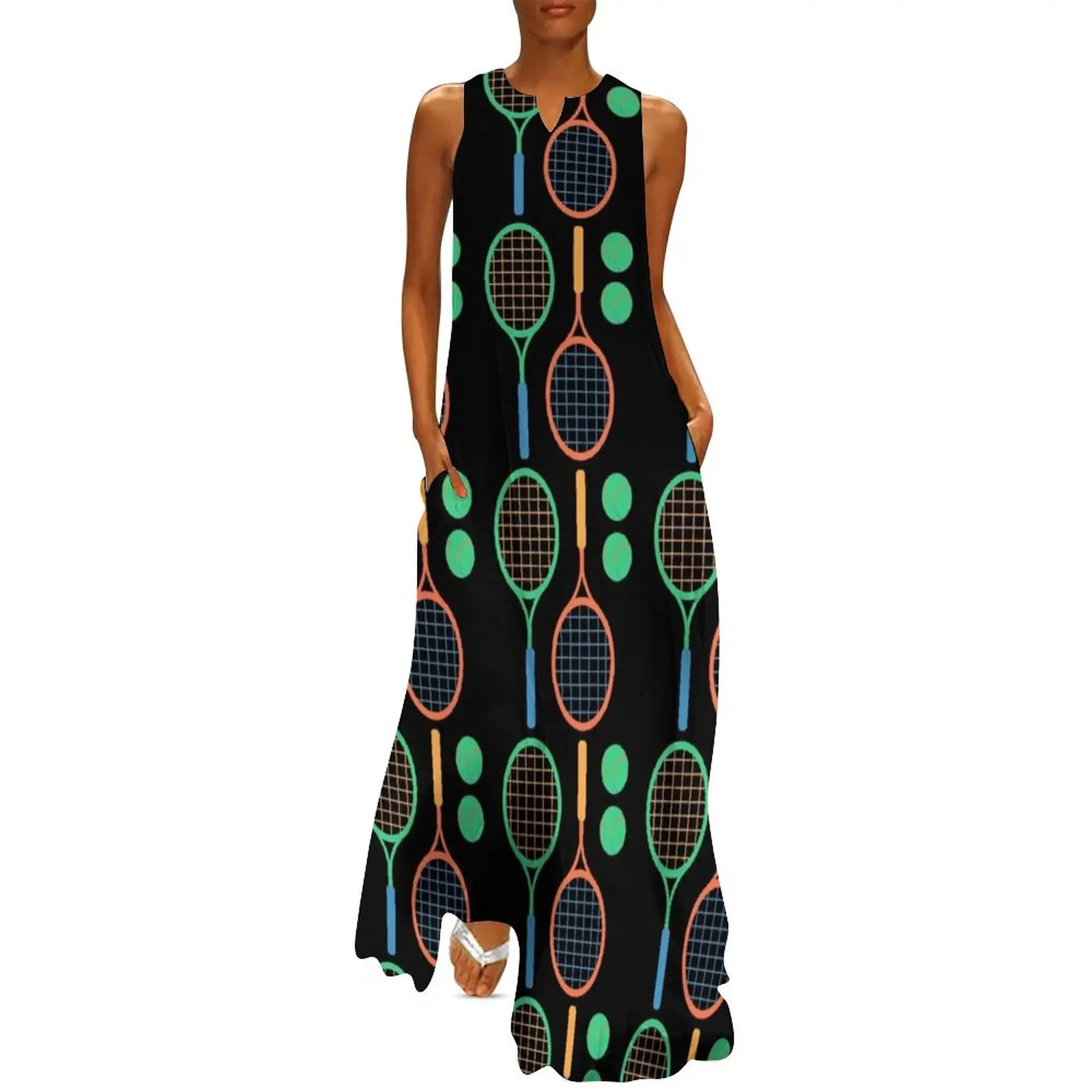 Colorful Reverse Tennis Rackets with Two Green Tennis Balls Long Dress elegant dress Dresses for wedding party
Colorful Reverse Tennis Rackets with Two Green Tennis Balls Long Dress elegant dress Dresses for wedding party