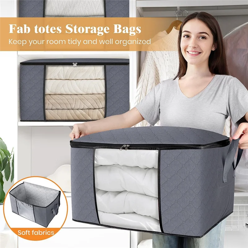 A84X-Foldable Thick Fabric Storage Bags, 6 Pack Clothes Storage For Bedroom, Closet, Clothing, Comforter For Organizing
A84X-Foldable Thick Fabric Storage Bags, 6 Pack Clothes Storage For Bedroom, Closet, Clothing, Comforter For Organizing