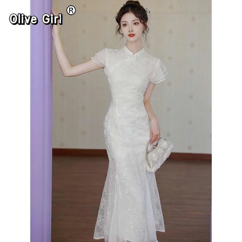 Платье подружки невесты Olivegirl, китайское Ципао, улучшенное вышитое Cheongsam с рыбьим хвостом, обручальное белое банкетное платье
Платье подружки невесты Olivegirl, китайское Ципао, улучшенное вышитое Cheongsam с рыбьим хвостом, обручальное белое банкетное платье