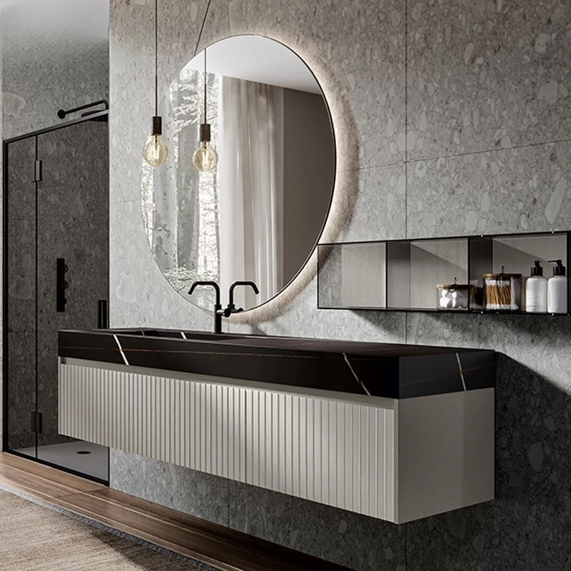 Rock-slab integrated basin bathroom cabinet modern luxury washbasin combination Nordic bathroom solid wood custom washstand
Rock-slab integrated basin bathroom cabinet modern luxury washbasin combination Nordic bathroom solid wood custom washstand