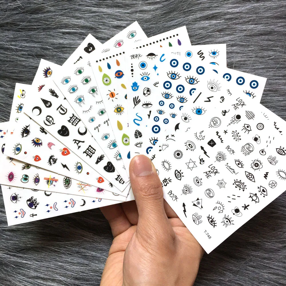 1 Sheet 3D Turkish Blue Evil Eye Nail Art Sticker Self-Adhesive Colorful Foil Abstract Line Slider Decoration Polish Nail Decals
1 Sheet 3D Turkish Blue Evil Eye Nail Art Sticker Self-Adhesive Colorful Foil Abstract Line Slider Decoration Polish Nail Decals