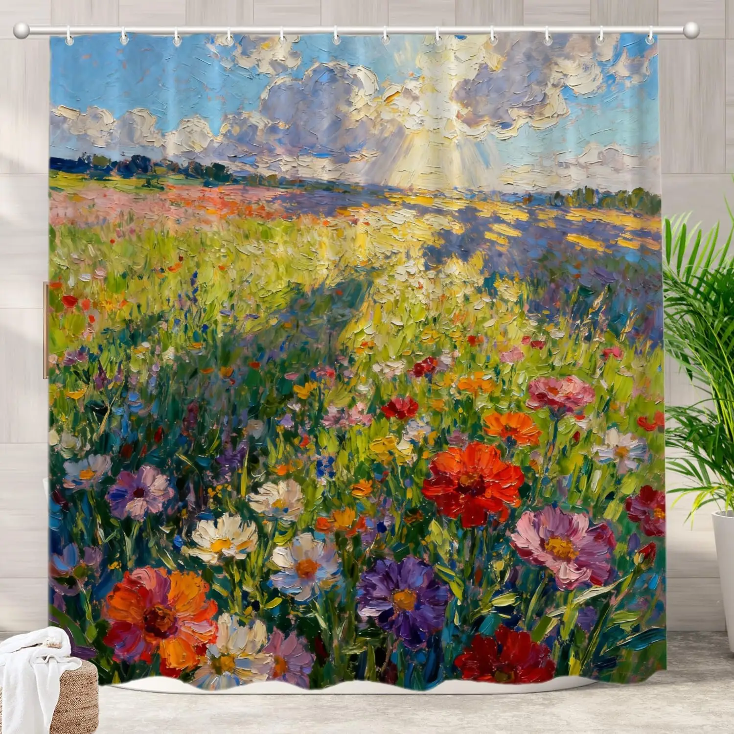 Garden Painting Flowers Red Poppies Bathroom Decor Polyester Fiber Plastic Rings Quick-Drying Waterproof for Bathtubs/Bathroom
Garden Painting Flowers Red Poppies Bathroom Decor Polyester Fiber Plastic Rings Quick-Drying Waterproof for Bathtubs/Bathroom
