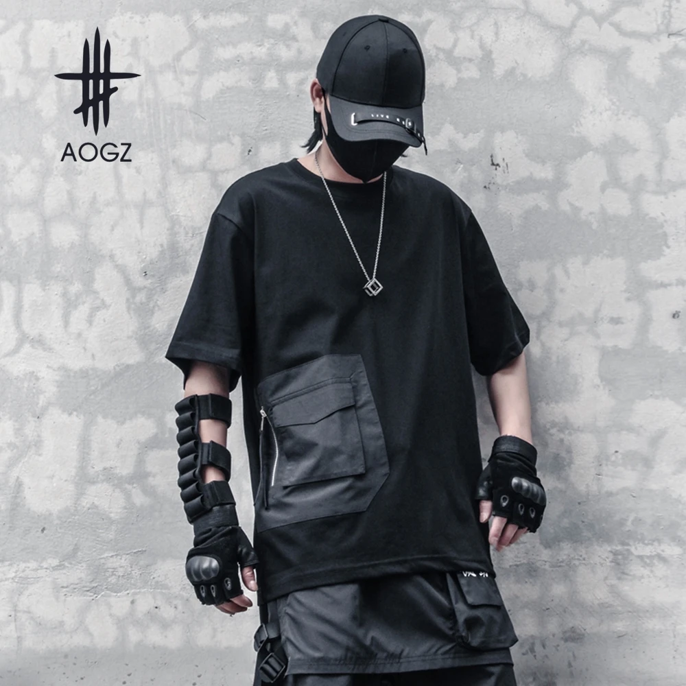 AOGZ Harajuku Short Sleeve Tees Tops Patch Zipper Pocket T Shirts Hip Hop Streetwear Casual Men Clothing Black Techwear Summer
AOGZ Harajuku Short Sleeve Tees Tops Patch Zipper Pocket T Shirts Hip Hop Streetwear Casual Men Clothing Black Techwear Summer