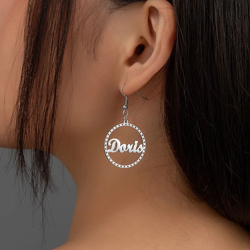 New Fashion Round Letter Earrings Personalized Stainless Steel Hollow Custom Name Earrings Jewelry for Women's Gift DROPSHIPPING
New Fashion Round Letter Earrings Personalized Stainless Steel Hollow Custom Name Earrings Jewelry for Women's Gift DROPSHIPPING