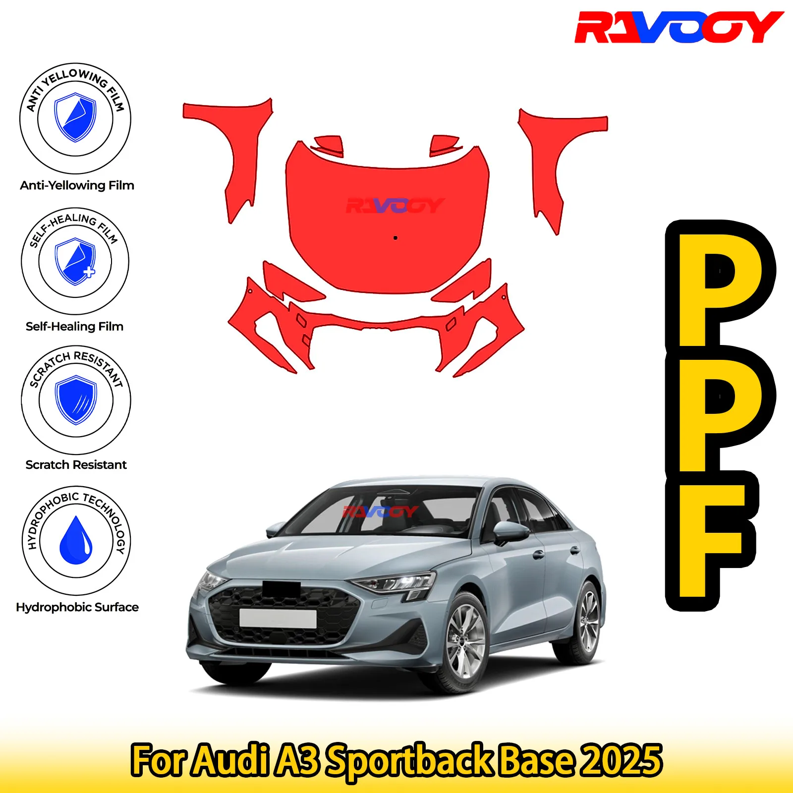 For Audi A3 Sportback Base 2025 Glossy Matte Black Precut front PPF Kit Paint Protection Film
For Audi A3 Sportback Base 2025 Glossy Matte Black Precut front PPF Kit Paint Protection Film