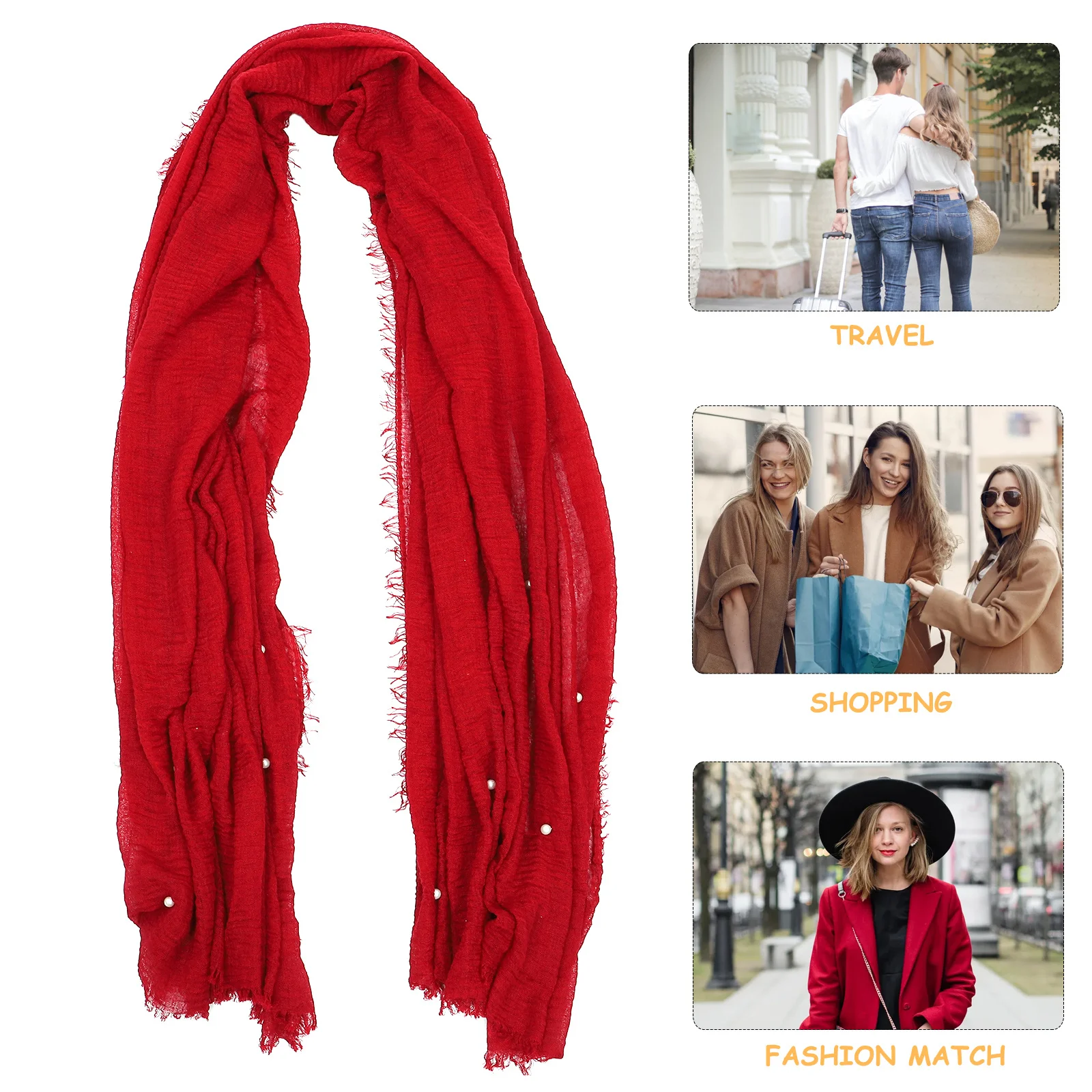 Elegant Women Scarf Delicate Shawl Thin Cotton Scarf Pearl Decorated Headscarf Multi-Purpose Outdoor Autumn Summer Shawl Gift 
Elegant Women Scarf Delicate Shawl Thin Cotton Scarf Pearl Decorated Headscarf Multi-Purpose Outdoor Autumn Summer Shawl Gift