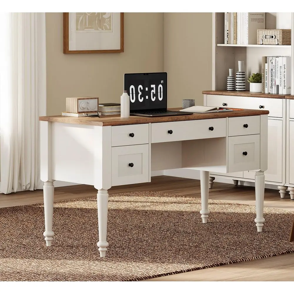 Executive Desk with 5 Drawers, Makeup Vanity Desk, Home Office Desk with Charging Station, Vintage Computer Desk with File Cabi
Executive Desk with 5 Drawers, Makeup Vanity Desk, Home Office Desk with Charging Station, Vintage Computer Desk with File Cabi