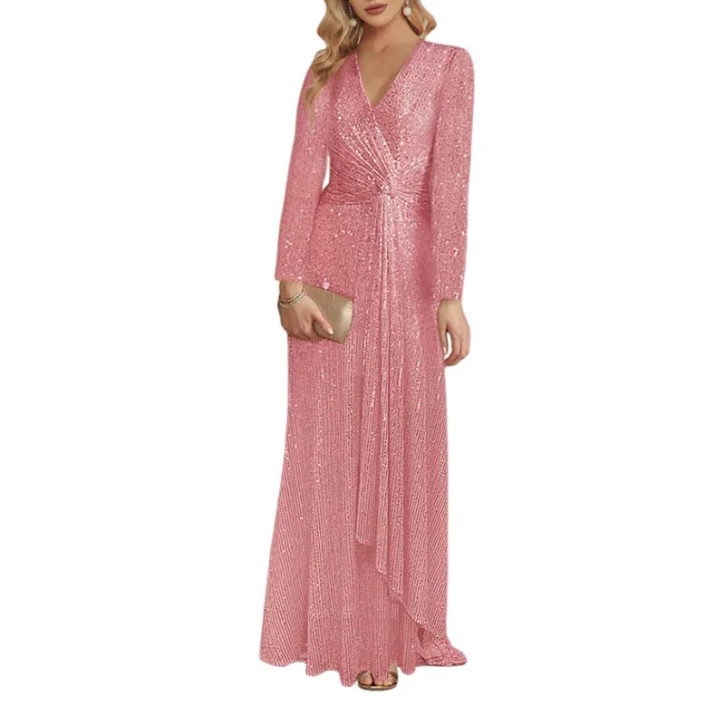 Sexy V Neck Sequin Long Sleeve Long Dress Elegant Lace-up Luxury Sequin Celebrity Party Evening Dress Women Prom Dresses
Sexy V Neck Sequin Long Sleeve Long Dress Elegant Lace-up Luxury Sequin Celebrity Party Evening Dress Women Prom Dresses
